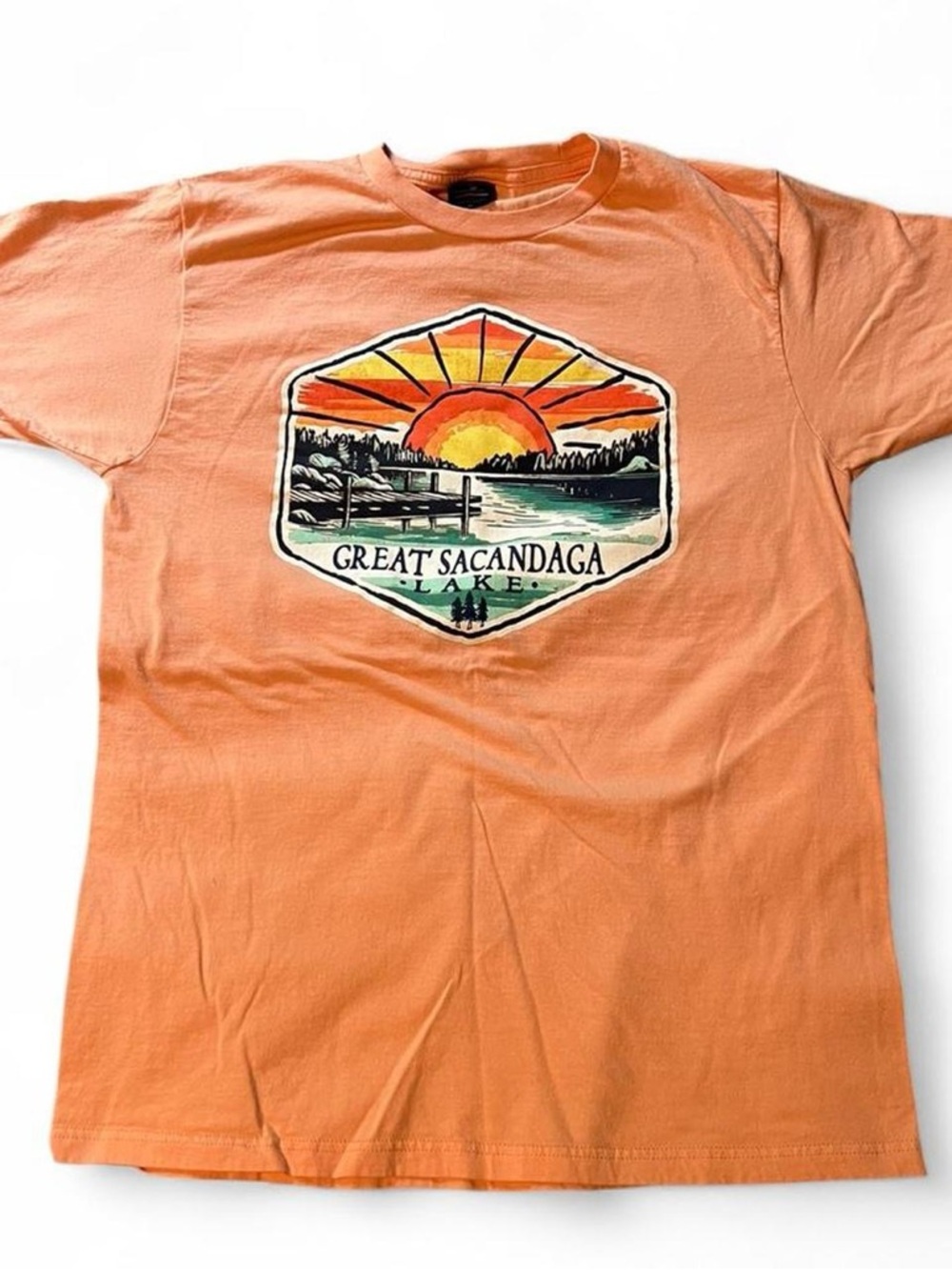 Great Sacandaga Lake Sunset Graphic Tee - Orange Short Sleeve